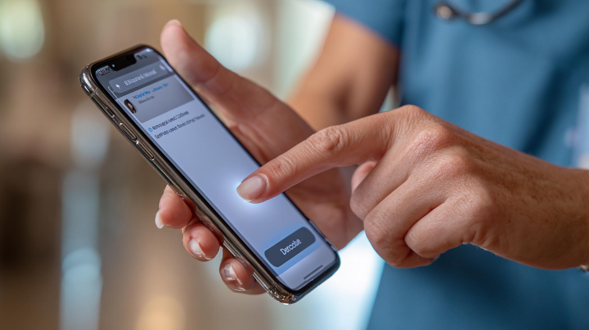 A nurse provides culturally competent care using a language translation app, a skill emphasized in the Complete Georgia CE Nursing course bundle.