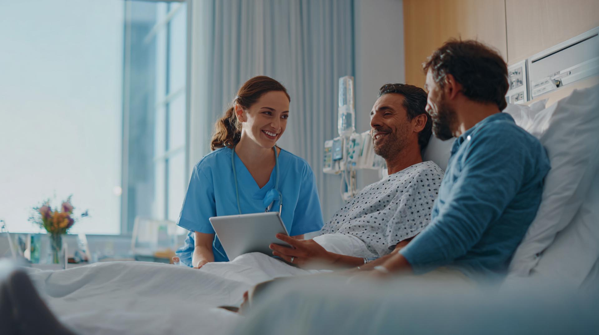 A nurse demonstrates a key skill from the Communicating Condition Change CE Nursing course by using a structured SBAR checklist on a tablet to report a patient's condition