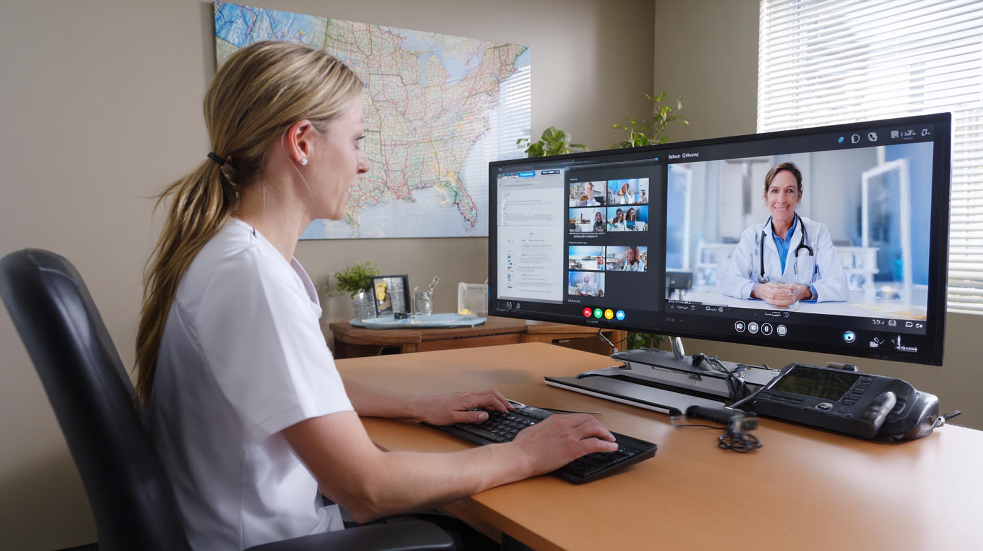A nurse provides culturally competent care using a language translation app, a skill emphasized in the Complete Georgia CE Nursing course bundle.